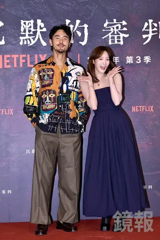 阮經天（左）、王淨出席《沉默的審判》記者會。李智為攝