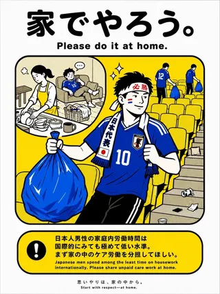 A meme urging Japanese men to “do it at home”. Photo:X/atsukotamada