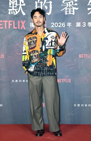阮經天出席Netflix超現實心理驚悚影集《沉默的審判》媒體聯訪。（范揚光攝）