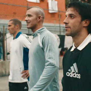 Zinedine Zidane, David Beckham and Alessandro Del Piero lining up on a concrete football pitch in Adidas' 'Backyard Legends' World Cup advert