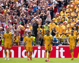 Harry Souttar, Aiden O'Neill, Nishan Velupillay and Cameron Burgess of Australia