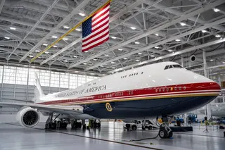 The VC-25B Bridge aircraft sits at Joint Base Andrews on Friday. Photo: US Air Force via Reuters