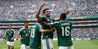 Raul Jimenez #9 of Mexico celebrates with teammates after scoring the team's second goal during the FIFA World Cup 2026 Group A match between Mexico and South Africa at Mexico City Stadium on June 11, 2026 in Mexico City, Mexico