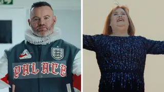 Wayne Rooney and Susan Boyle in scenes from their adverts