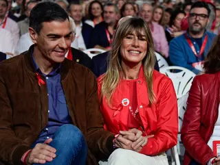 Spain’s prime minister Pedro Sanchez (left) and his wife Begona Gomez at the start of the 41st congress of the Spanish Socialist Workers Party in Seville in 2024. Photo: AFP