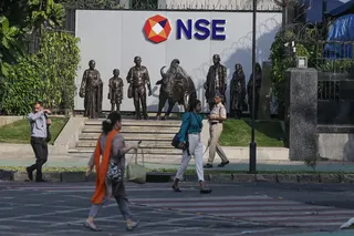 Statues outside the National Stock Exchange&nbsp;in Mumbai.&nbsp;