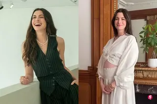 Hathaway在视频中露出孕肚，分享怀孕喜讯。 （取自Anne Hathaway IG）