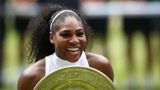 Serena Williams celebrates winning the Wimbledon title in 2016