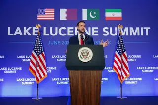 US Vice President JD Vance speaks to members of the media&nbsp;after talks at the Lake Lucerne Summit in Emmen, Switzerland on June 22.&nbsp;