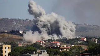Israeli strike seen from Nabatieh 19 June