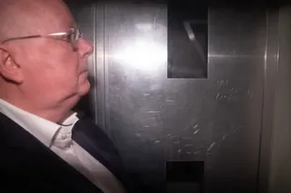 Former SNP boss Peter Murrell arrives in a prison van at Edinburgh High Court for sentencing on Tuesday. Photo: via AP