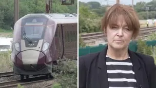Left, the train involved. Right, BBC reporter Jo Black.