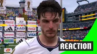 Declan Rice gives a post-match interview to BBC Sport at the 2026 World Cup