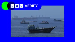 An image of ships in the Gulf of Oman with Verify branding