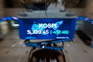 The Korea Composite Stock Price Index displayed in Seoul.