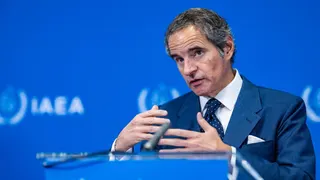 The director general of the International Atomic Energy Agency (IAEA), Rafael Grossi, addresses a news conference during an IAEA Board of Governors meeting at the IAEA headquarters in Vienna, Austria (5 June 2026)