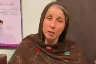 Sylvie Yasmina thanks officers for rescuing her,  in a video recorded by police and shared with the media. Photo: Khyber Pakhtunkhwa Police