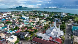 Aerial shot of Tacloban city in the Visayas region of the Philippines