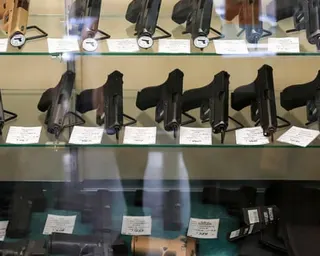 Guns on a shelf display