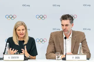 IOC president Kirsty Coventry (left) and Athletes’ Commission head Pau Gasol. Photo: EPA