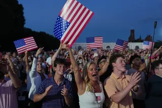 People wave flags