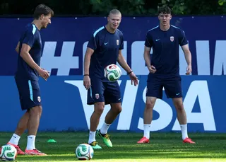 Norway’s Erling Haaland trains at New England Revolution Centre in Foxborough ahead of France clash, June 25, 2026. — AFP pic