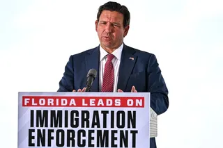 Florida Governor Ron DeSantis speaks during a press conference at the South Florida Detention Facility, nicknamed ‘Alligator Alcatraz’, at the Dade-Collier Training and Transition Airport in Ochopee, Florida, on June 25, 2026. — AFP pic