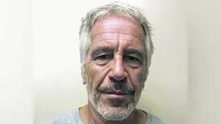 Jeffrey Epstein facing camera in mugshot photograph.