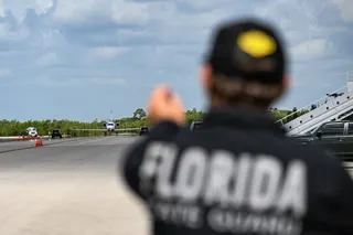 A plane carrying Florida Governor Ron DeSantis arrives at the South Florida Detention Facility, nicknamed ‘Alligator Alcatraz’, at the Dade-Collier Training and Transition Airport in Ochopee, Florida, on June 25, 2026. — AFP pic