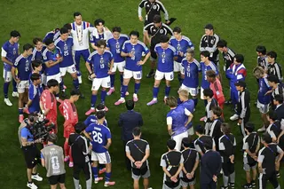 Japan manager Moriyasu Hajime (centre) says the first victory against Brazil last year shows the team’s progress. Photo: Xinhua