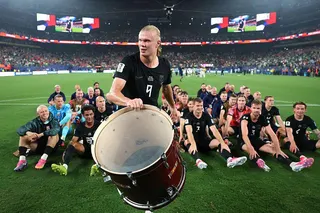 Haaland and his team celebrate after their win over Senegal