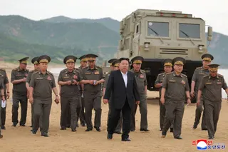 North Korean leader Kim Jong Un oversees the test of key weapons, involving an upgraded version of a 240-mm, 24-tube multiple rocket launcher system, tactical ballistic missiles, and a 155-mm self-propelled howitzer, in North Korea, June 25, 2026, in this picture released by North Korea's official Korean Central News Agency. KCNA via REUTERS ATTENTION EDITORS - THIS IMAGE WAS PROVIDED BY A THIRD PARTY. REUTERS IS UNABLE TO INDEPENDENTLY VERIFY THIS IMAGE. NO THIRD PARTY SALES. SOUTH KOREA OUT. N