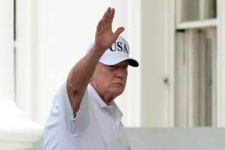 President Donald Trump waves as he walks into the North Portico at the White House, Saturday, June 27, 2026, in Washington. (AP Photo/Mark Schiefelbein)