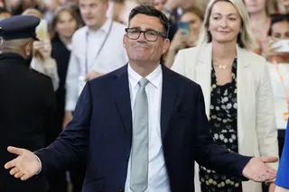 Andy Burnham, Labour MP for Makerfield, celebrates after his swearing-in at the Houses of Parliament in London on June 22. Photo: Getty Images / TNS
