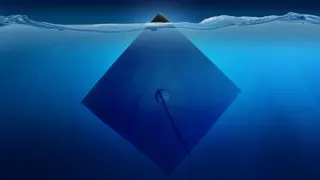 Illustration of a graduation cap submerged in the ocean like an iceberg, with a small corner above water