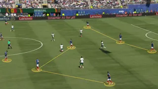 A screengrab of France v Senegal with France in possession