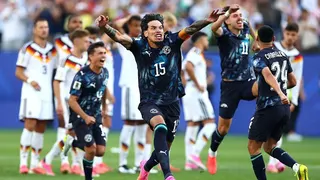 Scenes of ecstasy for Paraguay as Jose Canale scores the winning penalty