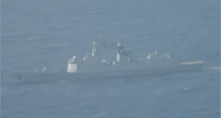 共艦侵擾台海周邊資料照。國防部2026.4.27公布闖入澎湖西南海域2艘共艦偵察監控照片。圖為江開2型（054A型）護衛艦「寶雞號」（舷號534）。國防部提供