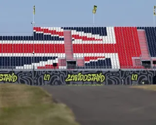 The newly constructed Lando Norris grandstand on show at the Silverstone circuit on Thursday.