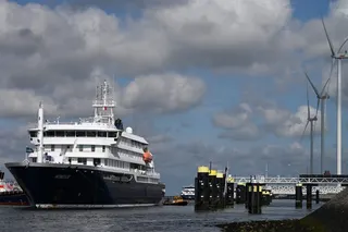 The Dutch Hantavirus-hit cruise ship MV Hondius arrives to dock at the port of Rotterdam on May 18, 2026. — AFP pic