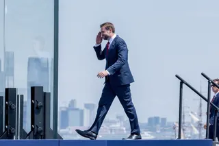 US Vice-President J.D. Vance walks on stage during an event in New York on Saturday. Photo: EPA