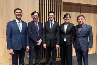 (From left) Association of Aerospace Industries (Singapore) chief executive Chew Hwee Yong; Nanyang Technological University Satellite Research Centre executive director Lim Wee Seng; National Space Agency of Singapore deputy chief executive Jonathan Hung; National Space Agency of Singapore chief executive Ngiam Le Na; and Leck Chet Lam, managing director of Experia Events, which organises the Singapore Airshow and the Singapore Space Summit, attend space symposium SPACETIDE 2026 in Tokyo on Jul