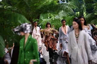 Models presenting a creation by designer Jonathan Anderson as part of his Haute Couture Fall/Winter 2026-2027 collection show for Christian Dior in Paris on July 6.