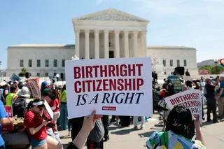 Demonstrators rally in support of birthright citizenship outside the US Supreme Court in April. Photo: TNS