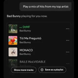 An example of the Spotify AI chatbot interface.