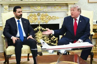 US President Donald Trump meets with Prime Minister of Iraq Ali al-Zaidi (L) in the Oval Office of the White House in Washington, DC, on July 14, 2026. (Photo by SAUL LOEB / AFP)
