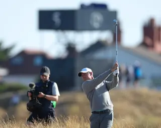 Rory McIlroy takes a shot from the fairway during Open practice day at Royal Birkdale in Southport
