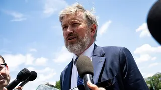 Thomas Massie speaks to reporters outside the U.S. Capitol in Washington, D.C.