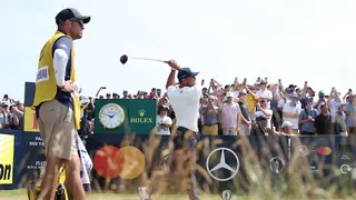 Bryson DeChambeau tees off on the 14th hole at Royal Birkdale.