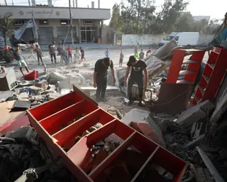 A house damaged in an Israeli airstrike west of Nuseirat refugee camp.